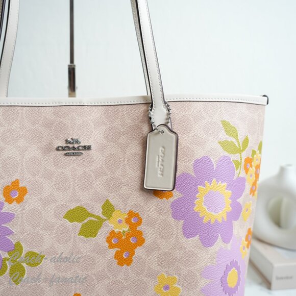 NWT Coach CBG71 City Tote Bag In Signature Canvas With Floral Print - Picture 3 of 9